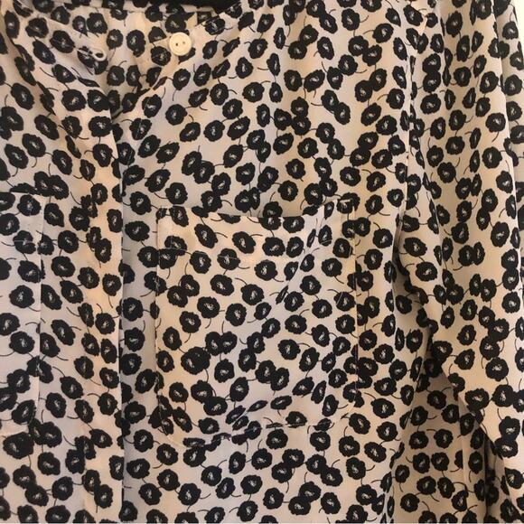 LOFT Collarless Button Down Blouse Poppy Print Size XS - Picture 3 of 6